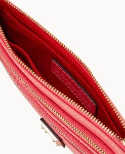 Dooney & Bourke The Saffiano Collection|Grab and Go<Saffiano Triple Zip Wristlet Bubble Gum