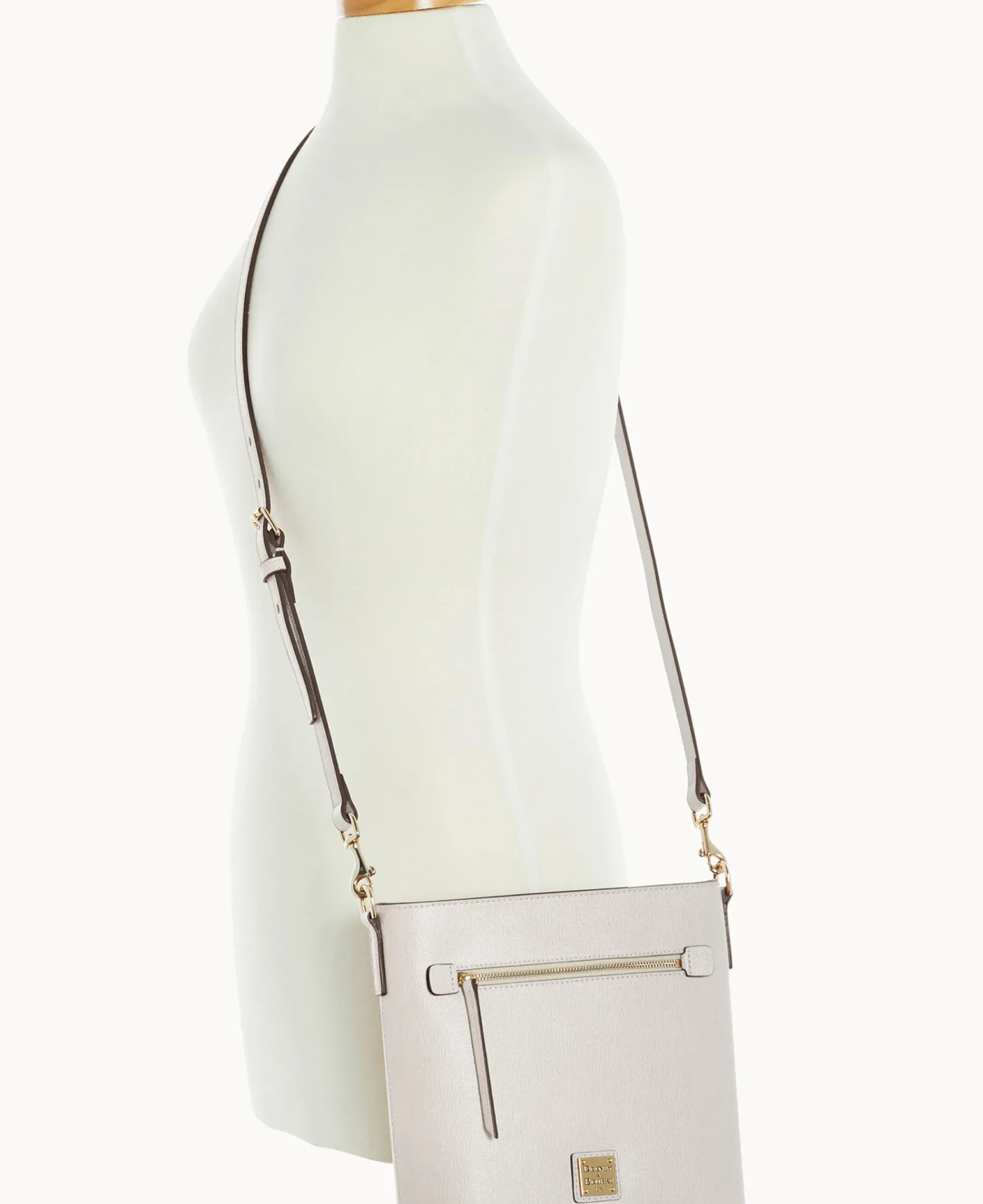 Dooney & Bourke The Saffiano Collection|Textured Leather<Saffiano Zip Crossbody Ecru