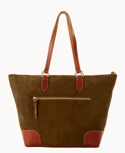 Dooney & Bourke Textured Leather|Shoulder Bags<Suede Career Tote Olive