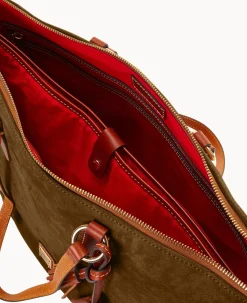 Dooney & Bourke Textured Leather|Shoulder Bags<Suede Career Tote Olive