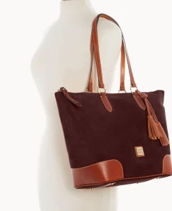 Dooney & Bourke Textured Leather|Shoulder Bags<Suede Career Tote Wine