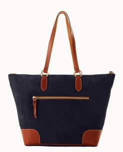 Dooney & Bourke Textured Leather|Shoulder Bags<Suede Career Tote Navy