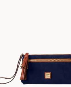Dooney & Bourke Grab and Go|Wristlets<Suede Double Zip Wristlet Navy